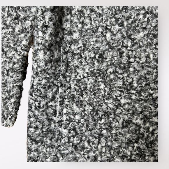 Women’s Italian Bouclé Knit Coat Gray Black Shawl Collar New Collection L 13 - Picture 6 of 8